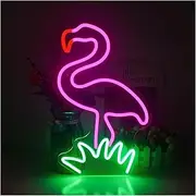Sign Lamp Flamingo Neon Signs for Wall Decor Animal LED Light USB Powered for Bedroom Living Room Home Illuminated 23cm×37cm