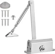 uxcell Door Closer Automatic Door Closer for 25-65kg Outdoor Internal Metal Wooden Doors,90D Spring Hydraulic Auto Door-Closer Automatic Adjustable Closer(Silver,Aluminum)