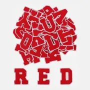 52 Pack Iron-On Chenille Letter Patches for Clothes, Red