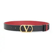 [Valentino Garavani] Valentino Garavani-Black And Red H30 Reversible Calf Leather Belt-Donna 70 CM