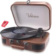 WAVOTIQ VOKSUN Record Player Bluetooth 5.0 Compatible Suitcase Type Retro Design