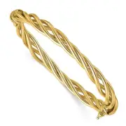 14k 14kt Yellow Gold Polished Twisted Hinged Bangle Bracelet 7.94mm