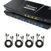 High-Speed USB 3.0 HDMI KVM Switch - 1 Monitor, 4 Computers, and Remote Control