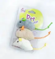 Cat Plush Mouse Chew Toy Soft Linen Cat Mice Catnip Interactive Kittens 3pcs