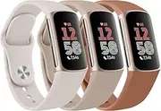Meliya 3 Pack Sport Bands Compatible with Fitbit Charge 6 Bands/Fitbit Charge 5 Bands Women Men, Soft Silicone Adjustable Waterproof Sport Replacement Wristbands Strap for Fitbit Charge 6/Charge 5
