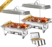 2-Pack 11L Buffet Food Warmer Set 3x3L Pans SS Chafing Dish Catering