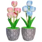 Useful Tulip Table Lamp Touch Control Dimmable LED Bedside Lamp USB Rechargeable