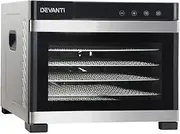 Devanti Food Dehydrator, 6 Trays 650W Electric Excalibur Dehydrators Dryer Machine Oven Jerky Yogurt Fruit Maker Home Small Kitchen Appliances, Adjustable Timer From 0.5 To 24 Hours Silver