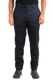 Hugo Boss Men's "Hening182" Navy Blue Flat Front Dress Pants