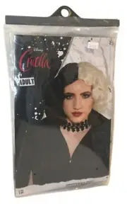 Disney CRUELLA Adult Black White Wavy Wig OSFM