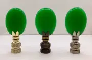 Stone Lamp Finial-GREEN MALAYSIAN JADE Oval With AB, PB or Nickel Base (1-PC.)