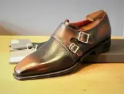 Handmade Men's Leather Double Monk Strap New Custom Made Formal Dress Shoes-170