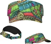 [RLDOBOFE] Sun Visor Hat Adjustable Empty Top Baseball Cap Colorful Camel Hand Drawing Sun Hats for Women Men Sunscreen Visor Caps Summer Beach Sports Hats, Black, One Size, Black, One Size