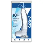 JOCK C-Thru 10" Clear TPE Dong with Balls & Suction Cup - The Ultimate Transpare