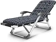 Zero Gravity Lounge Chair, Zero Gravity Chair Folding Chaise Lounge Chair, Adjustable Camping Reclining Chair with Plaid Cotton Pad for Outdoor, Lawn, Patio, Sunbathing Lounge Chair (Color : Dark Blu