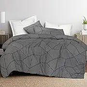 King Quilt Cover Set- Carbon Grey Doona Cover - 100% Cotton Bedding Duvet Cover Sets (3pc, King)