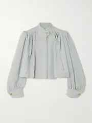 [Chloé] Chloé - Gathered Cotton-dupioni Jacket - Gray - FR 38 FR 38 Gray