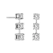 0.5 CT. T.W. Diamond Linear Three Stone Drop Earrings in 14K White Gold