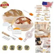 Premium Rattan Bread Baking Kit: Oval & Round Baskets with Essential Tools