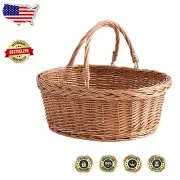 Versatile Handwoven Wicker Basket with Handles - Perfect for Picnics & Shopping