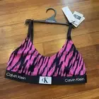 CALVIN KLEIN CK One Unlined Bra Bralette Pink Animal Print LARGE NWT