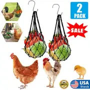 2PCS Poultry Hanging Feeder Fruit Rack Chicken Duck Hook Vegetable Skewer Bag US