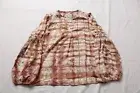 Nine West Women's Smocked Puff Sleeve Popover Top JJ4 Mauve Abby Tartan Medium