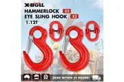2X 6mm Hammerlock+ Eye Sling Hook Safety Chain Caravan Trailer connecting Extend