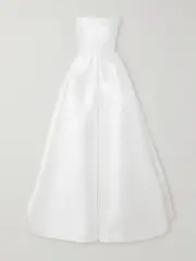 [Alex Perry] Alex Perry - Isobel Strapless Draped Satin-faille Gown - White - UK 10 UK 10 White