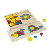 Melissa & Doug Wooden Toy Pattern Block with Board 125 Pieces Genuine 29