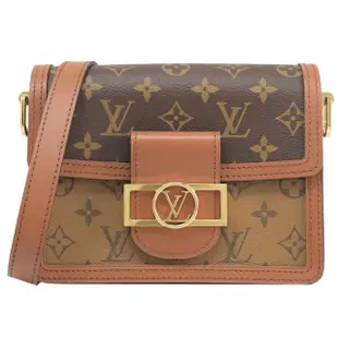 【Louis Vuitton 路易威登】LV M45959 MINI DAUPHINE 經典花紋拼接迷你翻蓋肩背包斜背包(現貨)