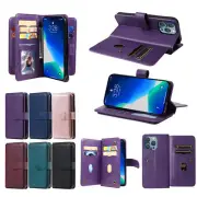 Leather Flip Multi Card Slots Wallet Case For iPhone 15 Pro Max 14 13 12 11 Pro