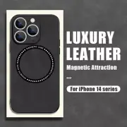 For iPhone 15 14 13 12 Pro Max 11 X XR For MagSafe Leather Shockproof Case Cover