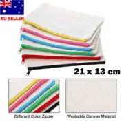 6/24x Canvas Pen Pencil Case Coin Pouch Blank DIY Make Up Zipper Bags Pockets AU