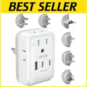 7 in 1 Travel Adapter Kit with 6 Plug Types & USB Charging for Global Adventures
