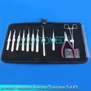 9 JEWELER PRECISION FORCEPS TWEEZERS SET KIT + 2 Mini Jewlar Pliers free,BTS-103
