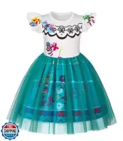 HenzWorld Little Girls Encanto Mirabel Dress Kids Mirabel Costume Dress up fo