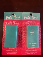 PUMICE SPONGE Lot x2pks exfoliates buffs smooths for softer skin Pedi Time NEW!