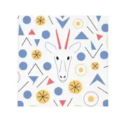Whimsical Goat Face Towel - Colorful Geometric Design