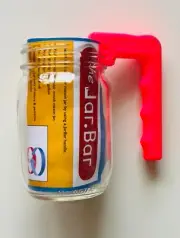 The JarBar Neon–Pink Handle W/Straw Holder built in+Mason Glass Jar/Screw on&off