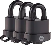 Yale - Y220B/51/118/3 High Security 51mm Weatherproof Padlock, Pack of 3 - Open Hardened Steel Shackle - 3 Keys