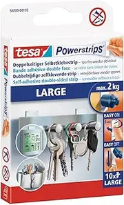 Tesa Power Strips - Sturdy Adhesive Strips (Pack of 10 Strips, Withstand up to 2 kg)