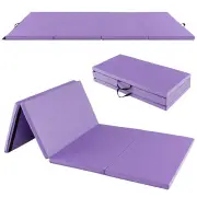 CostwayTumbling Mat with Carry Handles and Sweatproof Detachable PU Leather Cover for Yoga-Light Purple