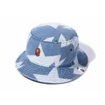 BAPE STA PATTERN DENIM BUCKET HAT INDIGO 猿人頭 丹寧牛仔 流星 漁夫帽