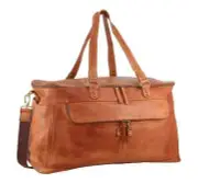 Pierre Cardin Burnished Leather Multi-Compartment Overnight Bag in Cognac