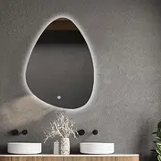 Viviendo LED Wall Mirror, 50x70cm, Teardrop Wall Mounted Vanity Mirror, Anti-Fog Smart Touch Mirrors for Bathroom, Backlit Illuminated with Dimmable Lights, Waterproof