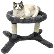 HeyKitten Elevated Cat Cushion Perch Bed with Scratching Posts Sturdy Base fo...