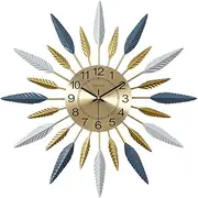 SHISEDECO Metal Sunburst Wall Clock, Modern Silent Battery Operated Pop Color Quartz Starclock Decorative for Living Room, Office and Bedroom (L154)