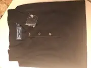 Paul Fredrick Shirt Mens med Black Classic Fit pull over w/buttons Cotton