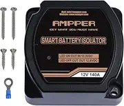 12V 140Amp Dual Battery Isolator, Ampper Battery Voltage Sensitive Relay (VSR) Smart Battery Isolator for Car, Vehicle, RV, ATV, UTV and Boat